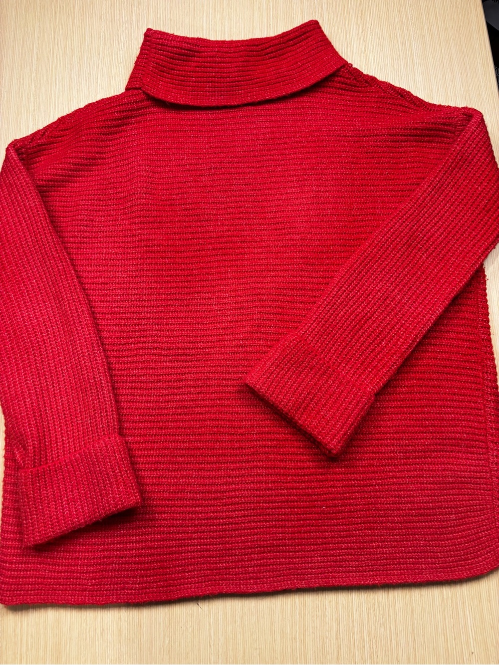 Pilcro Anthropologie Cozy Ribbed Turtleneck Cowl Neck Sweater Red Relaxed Sz M